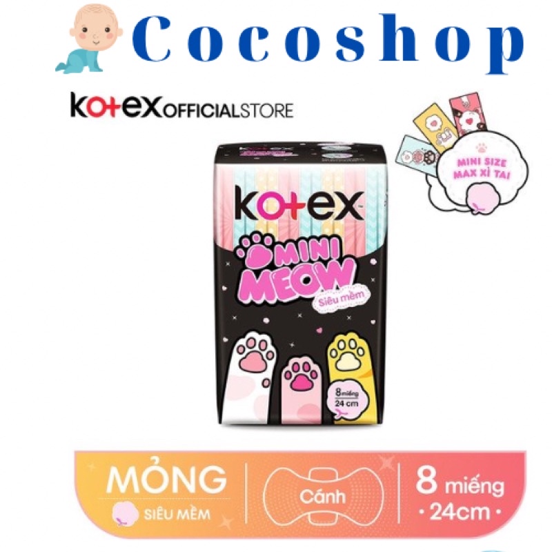 ( date mới )BVS Kotex Mini Meow 24cm 8 Miếng