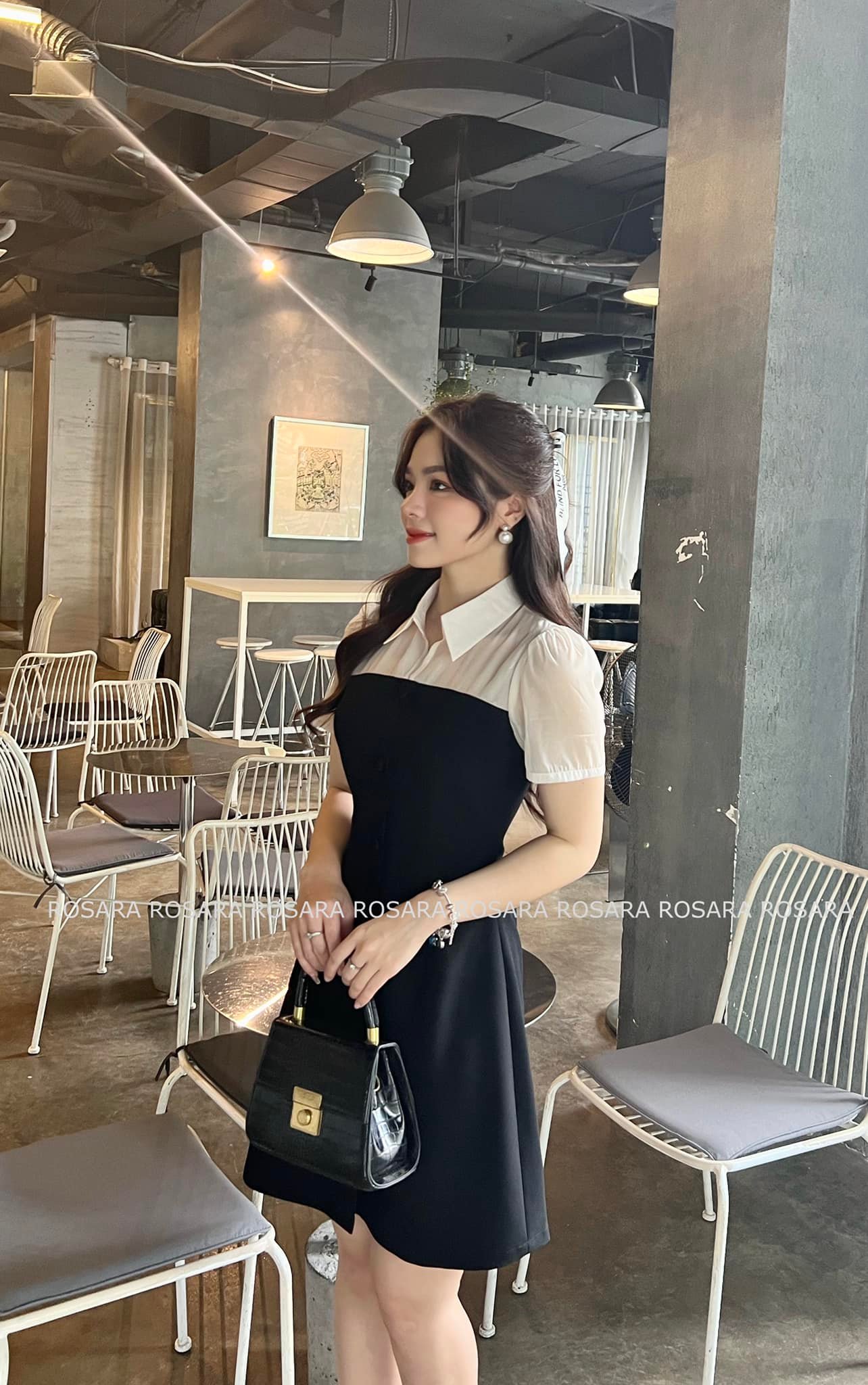Váy công sở thời trang nữ dáng xòe Rosara VA44
