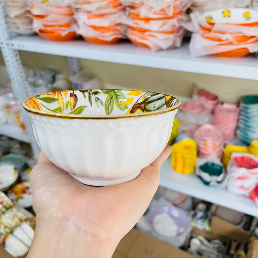 Bộ bát đĩa sứ decor, chén đĩa sứ, sét bát bí hoa. phong cách vintage cực yêu cho gia đình