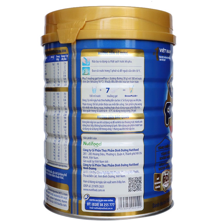 Sữa Grow Plus Xanh Nutifood Lon 900g