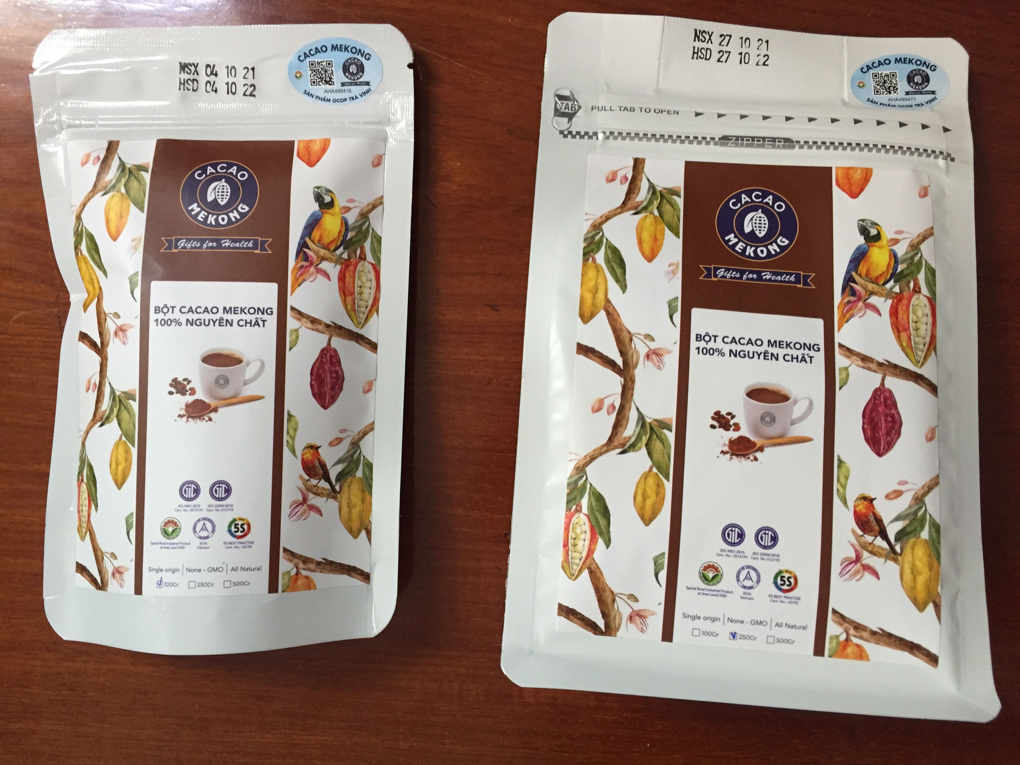 Ca cao Mekong Trà Vinh ( 100% nguyên chất với trên 25% hàm lượng bơ ) - TÚI 250G