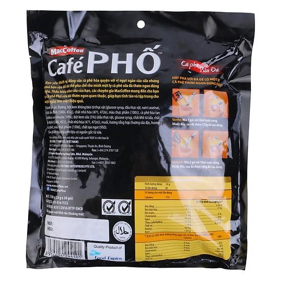 Cà phê sữa đá Café Gold Phố MacCoffee Bịch 30 Gói x 29g - Mới