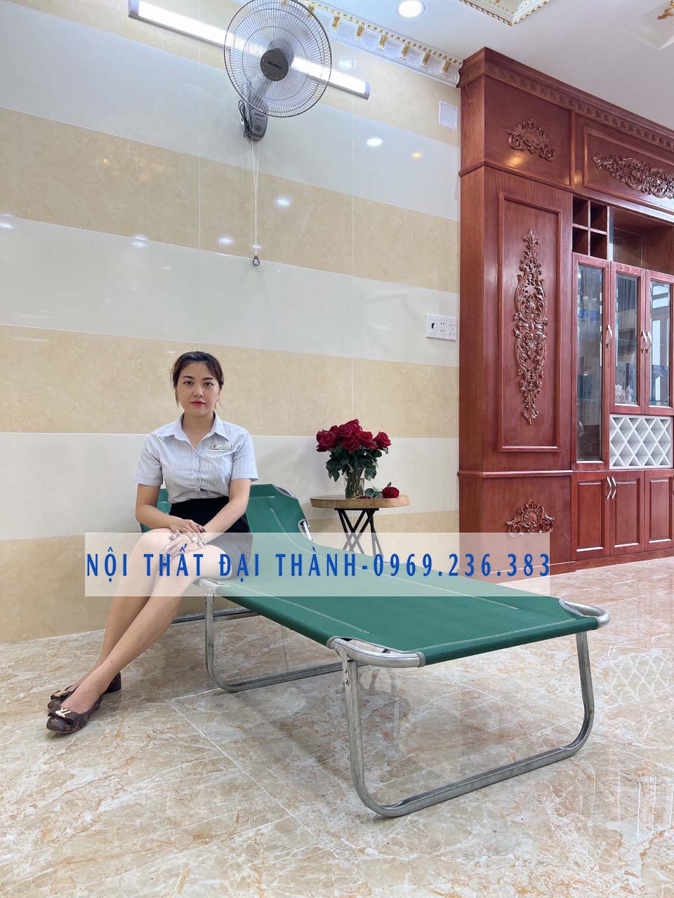 Giường xếp vải bố khung sắt Đại Thành