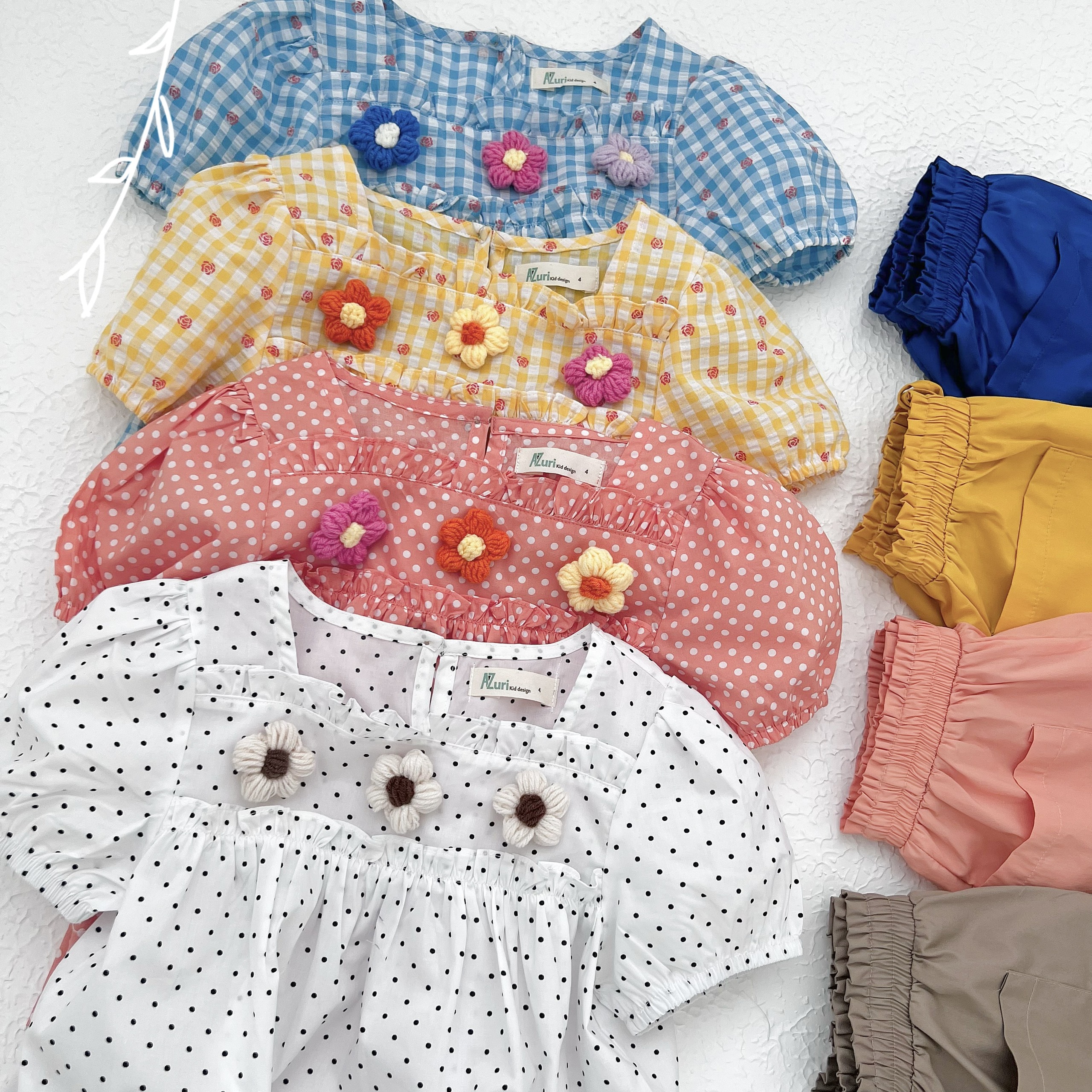 [SIZE NHÍ] SÉT BỘ BÈO BÉ GÁI CỔ ĐÍNH HOA LEN