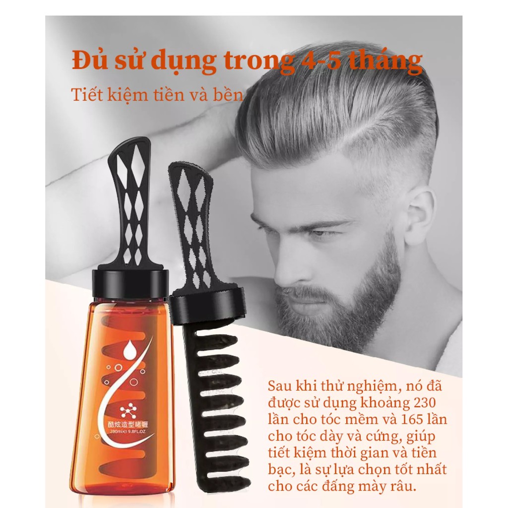 Gel tạo kiểu tóc nam kèm lược loại 280ml - professional 2-in-1 hair wax gel with comb