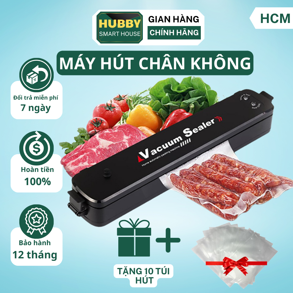 Máy Hút Chân Không Mini, Máy Hàn Miệng Hút Túi Vacuum Sealer Giúp Bảo Quản Thực Phẩm An Toàn Lâu Hơn, Máy Hút Chân Không Kiêm Máy Hàn Miệng Túi Công Nghệ Cao Bảo Quản Thực Phẩm Cực Tốt Tặng 10 Túi Hút Chân Không