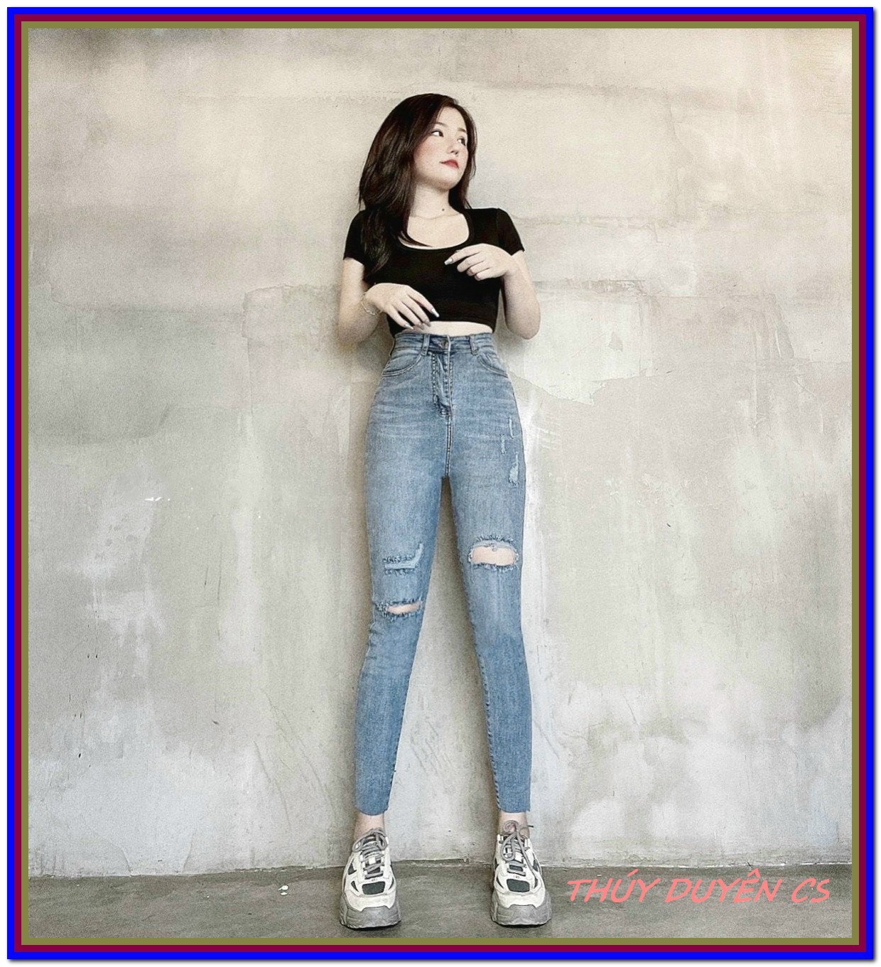 Quần jean nữ RÁCH XANH NHẠT 998 siêu xịn chất jean giãn siêu đẹp quần bò chẩn 1.1 quần bò nữ mẫu mới