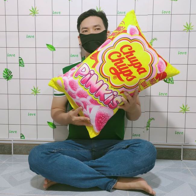 Gối gòn 100% gối ngủ hình kẹo trái cây gối nằm ngủ in 3d mẫu mới ảnh thật