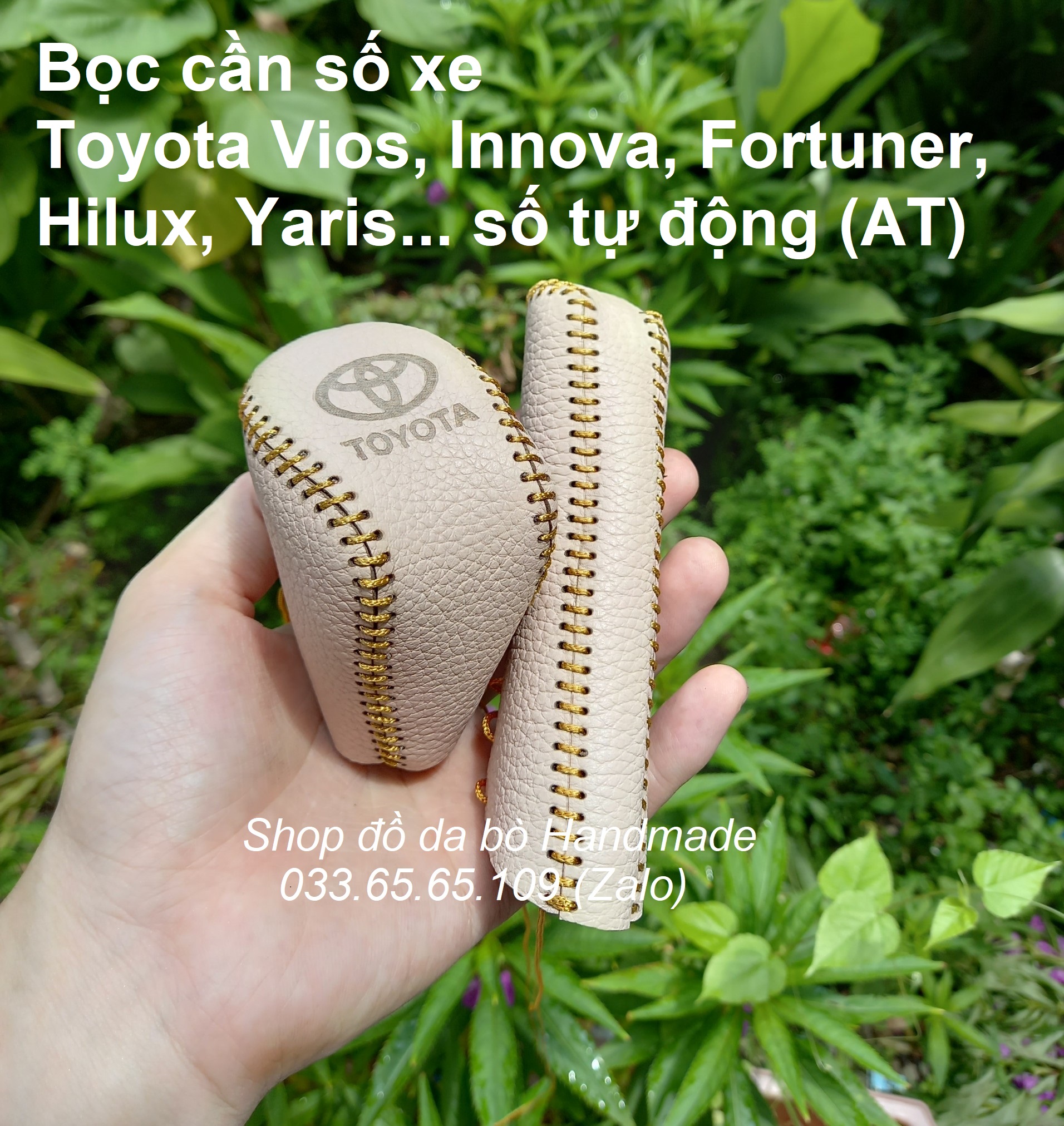 Bọc cần số & phanh tay xe Toyota Vios, Inova, Fortuner, Hilux, Yaris (AT) số tự động