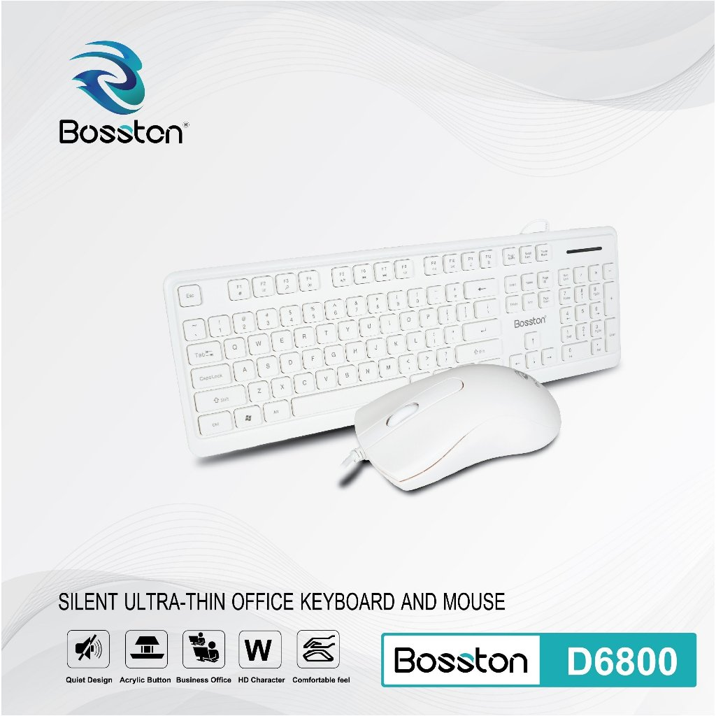 Combo bàn phím + chuột bosston d6800 full hồng/ full trắng