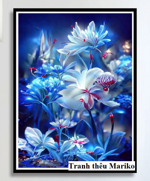 Tranh thêu kín hoa trắng j8077 -9ct kích thước 60 x 90 cm, j8077 kích thước 50 x 75 cm