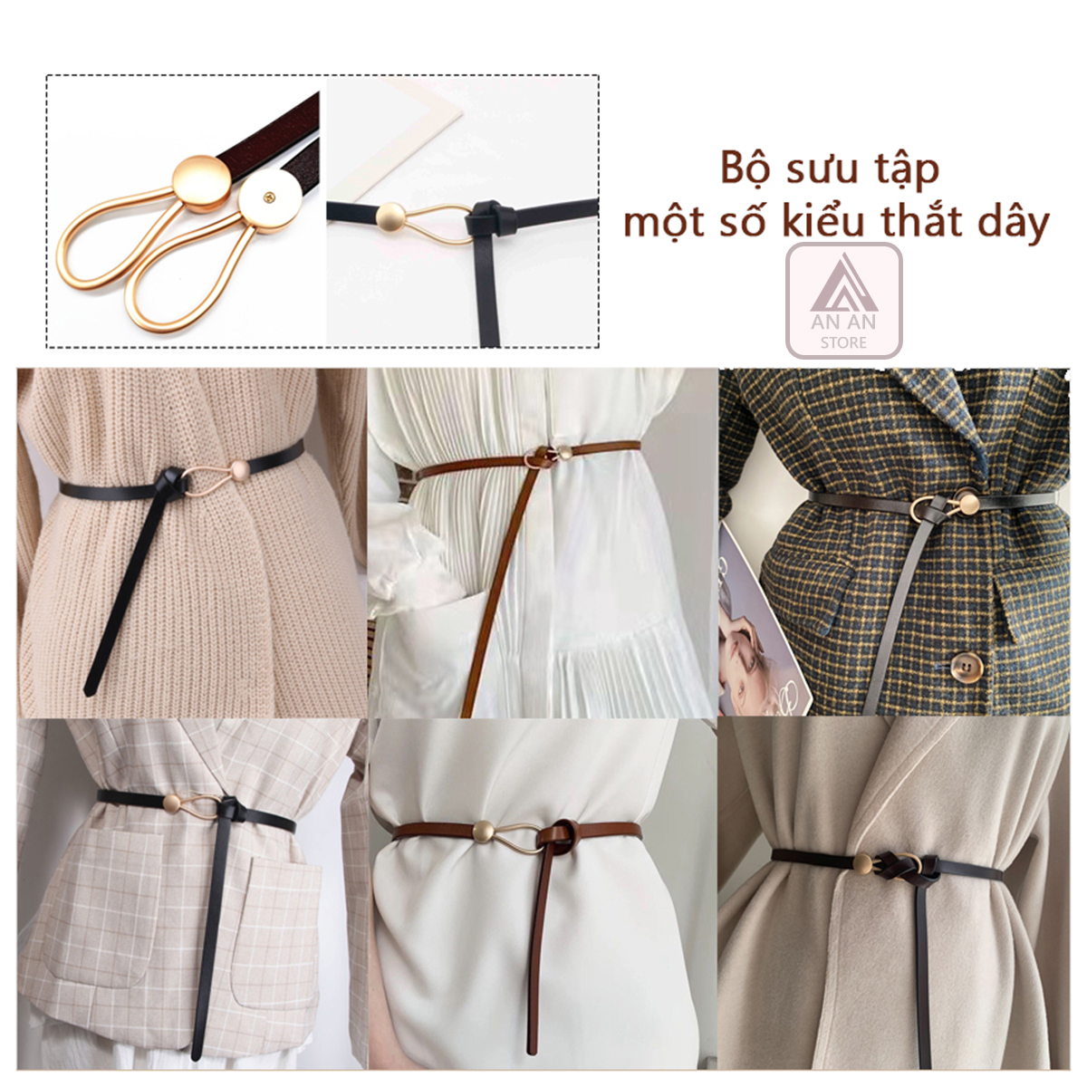 Đai Váy Thắt Lưng Nữ Da PU Bản Nhỏ Thắt Nút Thời Trang