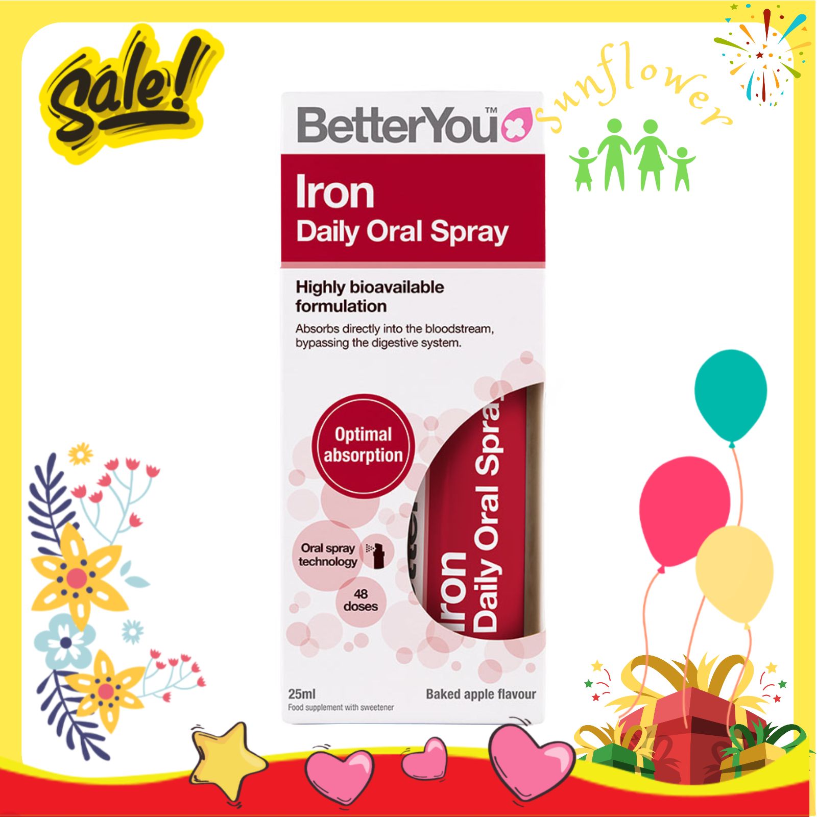 Bổ sung sắt dạng xịt / better you iron daily oral spray 25ml / bé từ 1 tuổi - shop sunflower