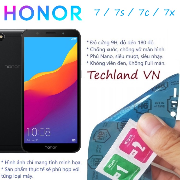 Cường Lực Phủ Nano Honor 7 / 7c / 7x / 7s / 7i - Trong Suốt, Không Full Màn, Không Viền Đen