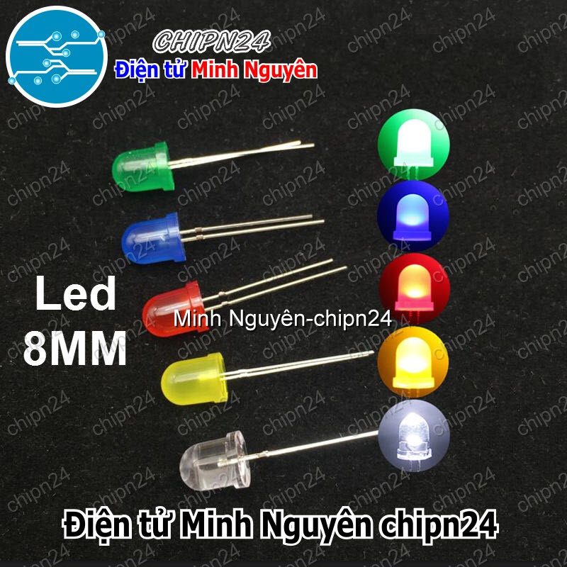 [10 con] (TK3) Led 8mm Vỏ Đục Màu ra Màu (Đỏ/Vàng/Xanh Lá/Dương/Trắng) - [Chọn Loại] - HHH.00194
