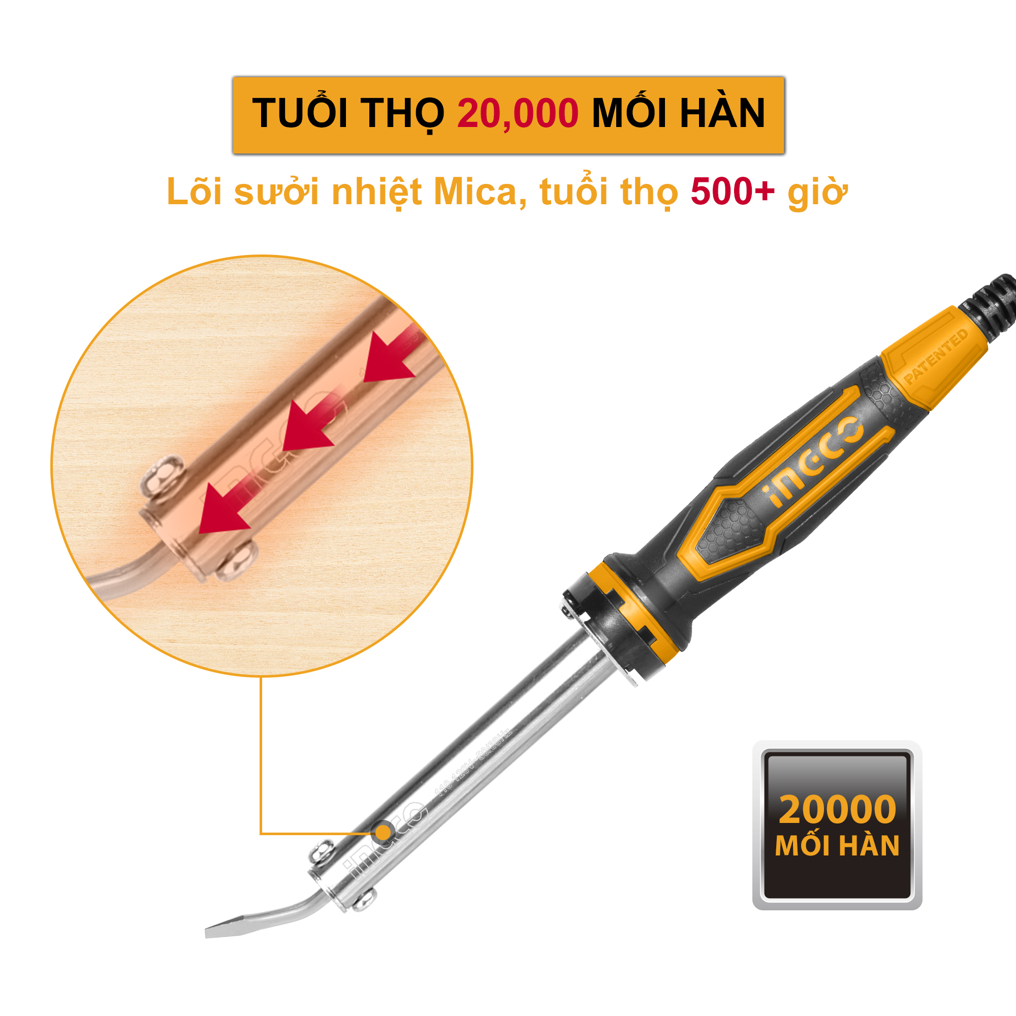 Ingco Si0268 60W Lead-Free Soldering Iron, Heating Time 3 ~ 5 Minutes
