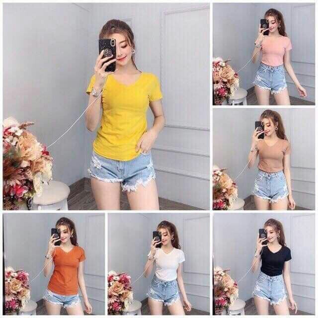 Áo phông cổ tim form đẹp