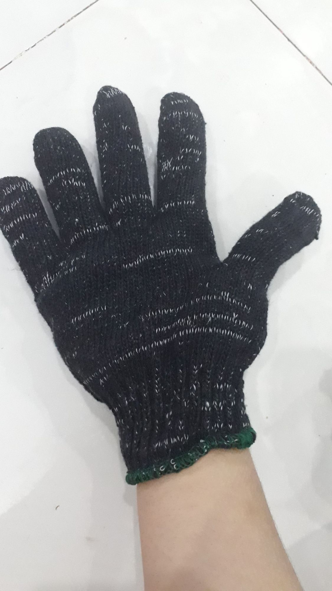 10 Pairs of Black Work Gloves with White Stripes and Orange Trim