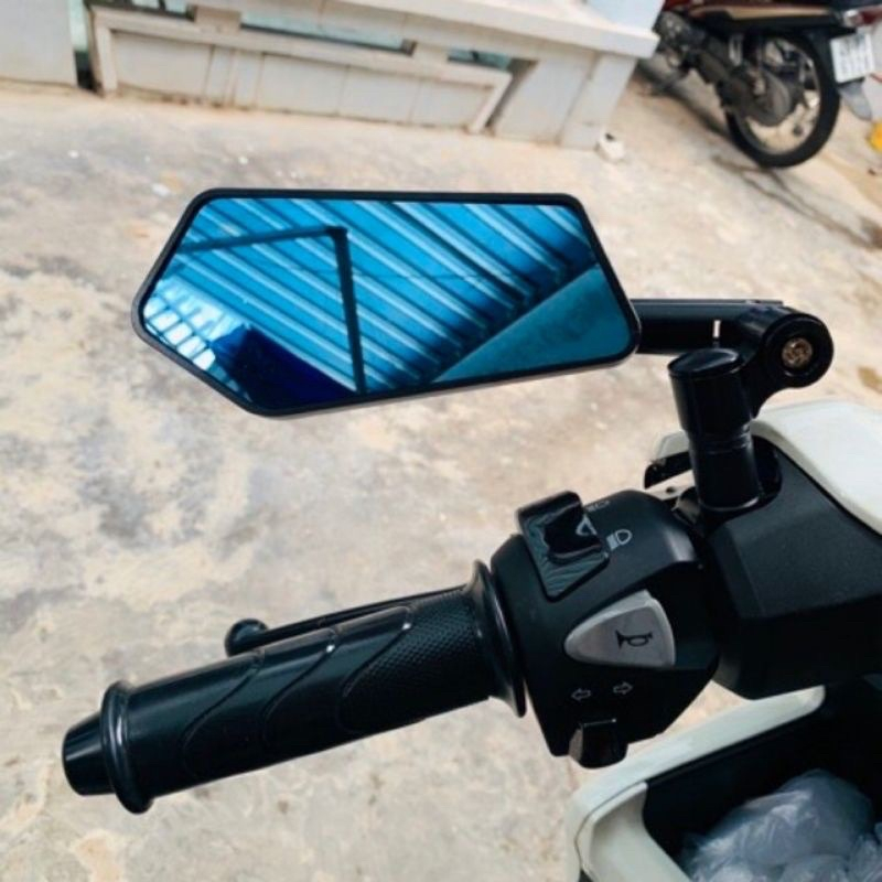 Kính Chiếu Hậu Rizoma 5 Cạnh Lớn Nhôm CNC, Gương chiếu hậu loại xịn tầm nhìn rộng, mặt kính chống chói
