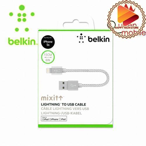 Cáp nhập khẩu Mỹ siêu bền Belkin MIXIT↑™ dành cho iphone hợp kim copy dữ liệu và sạc cực nhanh Metallic Lightning Sync & Charge 15cm - F8J144bt06IN