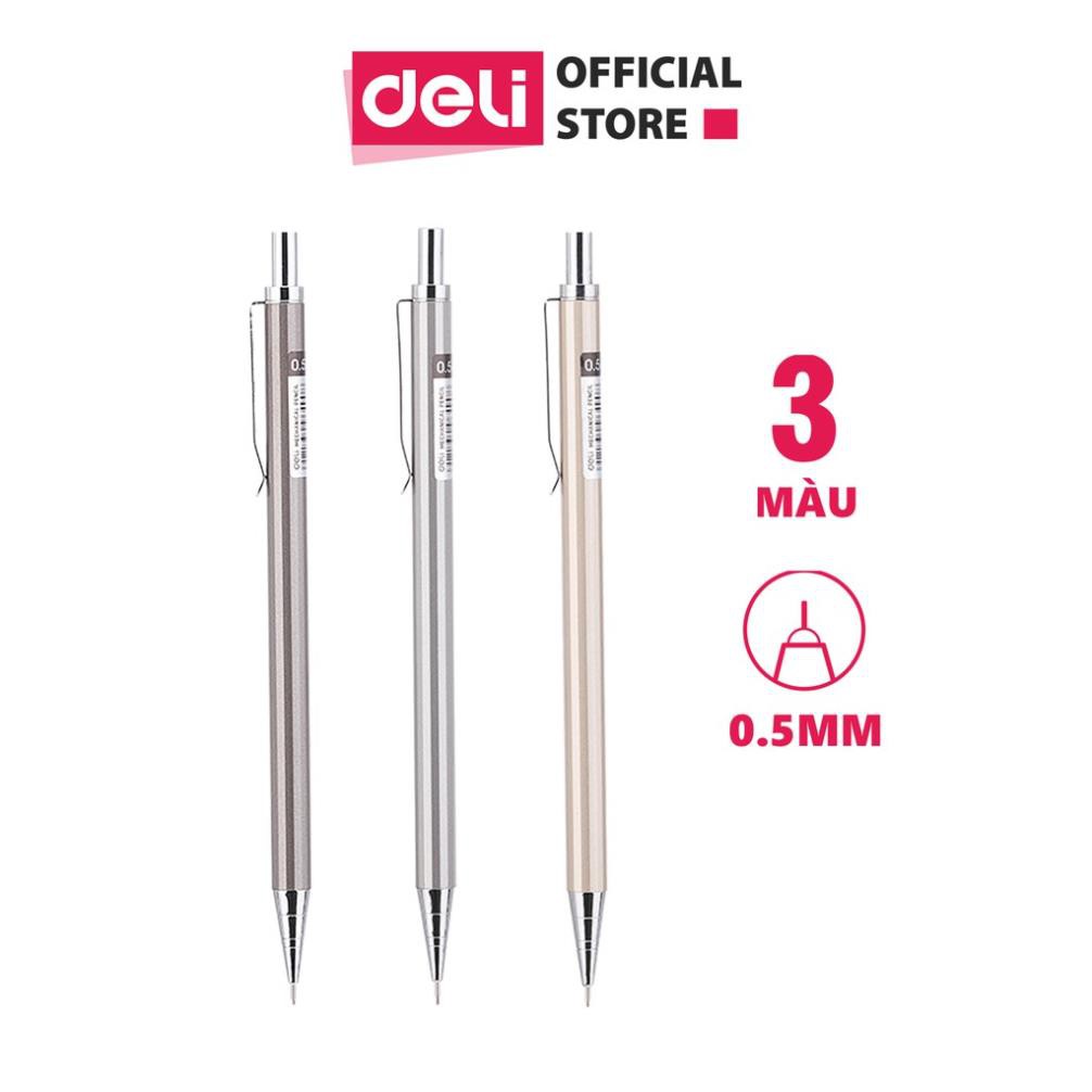 Bút chì kim 0.5mm deli e6490 bạc/nâu