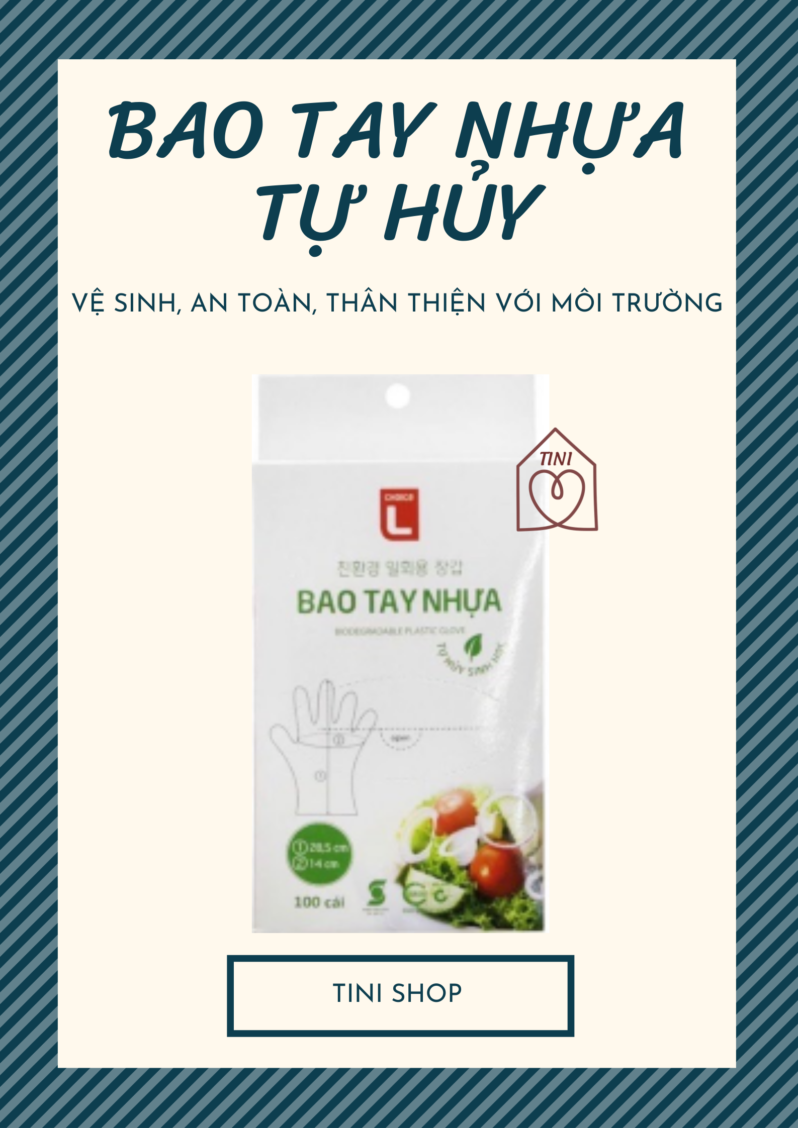 BAO TAY NHỰA TỰ HỦY THÂN THIỆN MÔI TRƯỜNG SỬ DỤNG 1 LẦN HỘP 100 CÁI, găng tay vệ sinh tiện lợi dùng một lần, đảm bảo vệ sinh làm bếp nấu ăn, ăn hải sản, bán quán ăn nhà hàng, nhựa tự hủy bảo vệ môi trường thay cho nilon, gloves Nam Thái Sơn TINI SHOP HCM