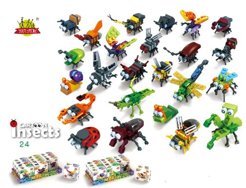 Bộ Gạch Nhựa Xếp Hình Mini Con Côn Trùng, 20+PCS, Đồ Chơi Giáo Dục Lắp Ráp 07024
