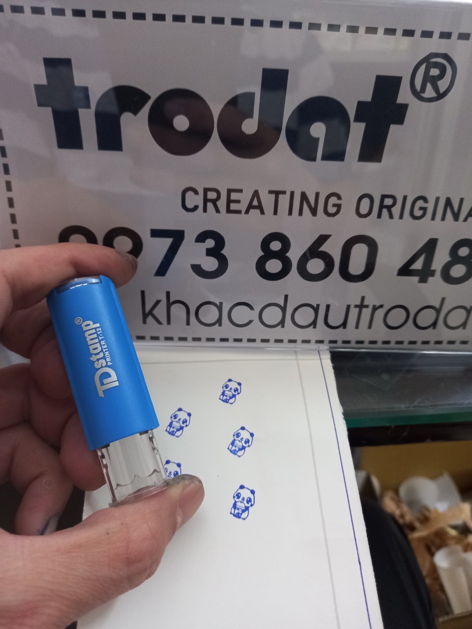 Khắc con dấu tích điểm - dấu tròn (12x12mm)