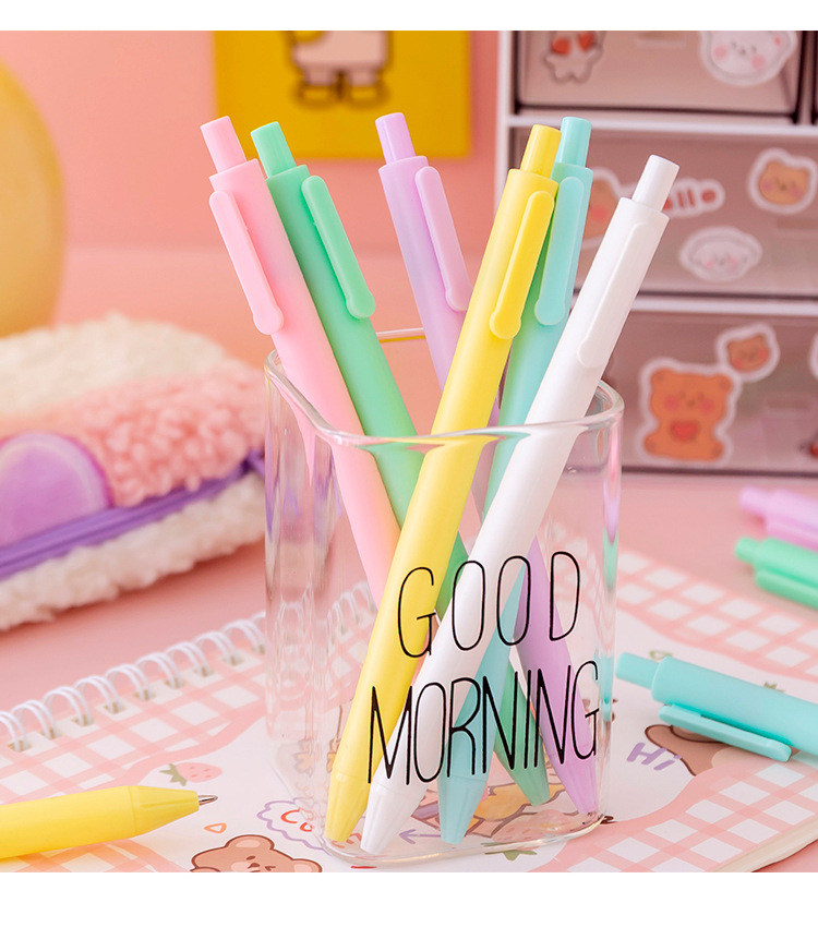 Bút Gel Bấm Macaron Ngòi 0.5mm Mực Đen