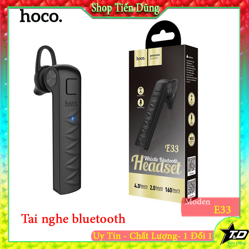 Tai nghe bluetooth Hoco E33 Whistle Headset - Thời gian chờ đến 160 giờ