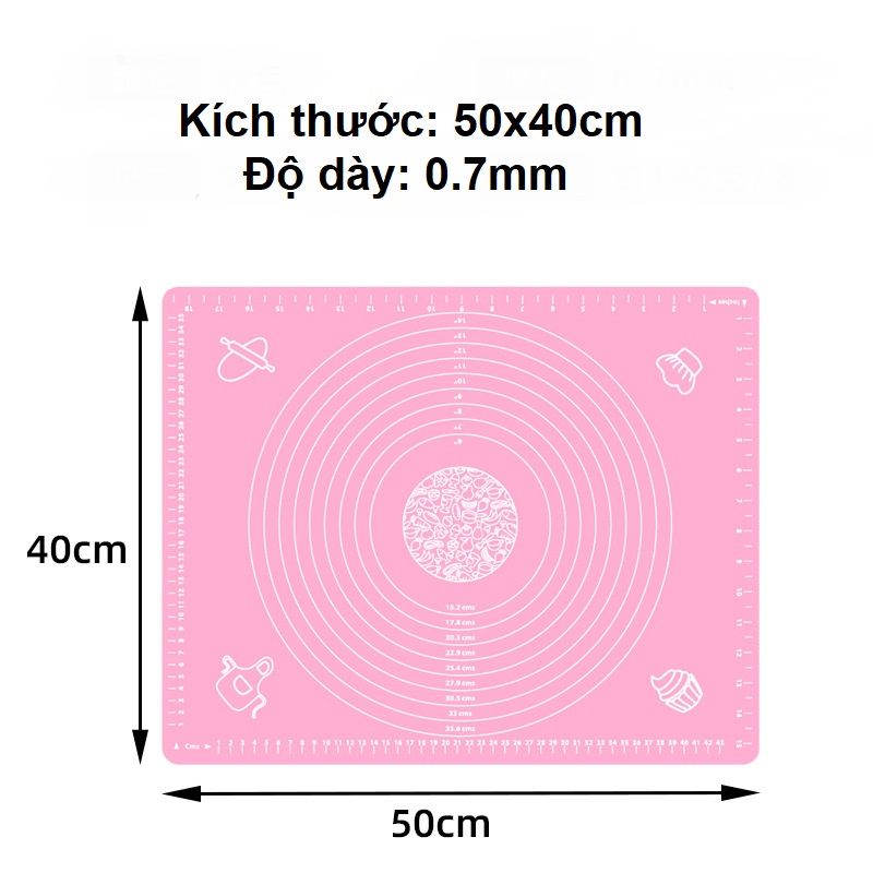 Tấm lót nhào bột silicon 50x40cm