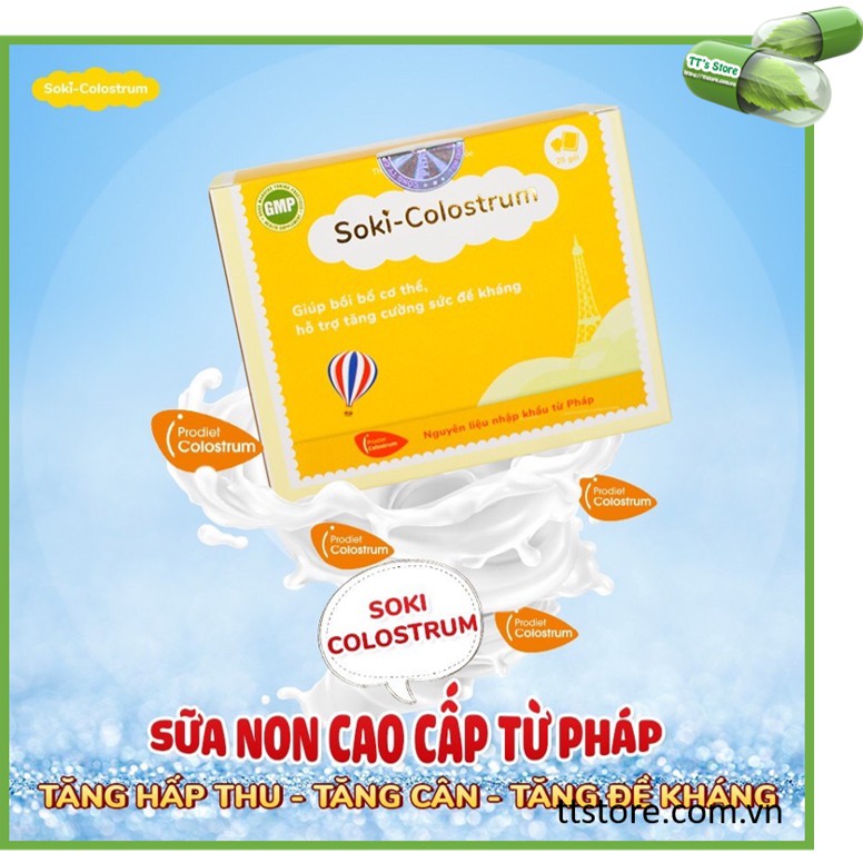 [HCM]SOKI COLOSTRUM [Hộp 20 gói] - Sữa non tăng sức đề kháng [sokicolostrum sokitium soki tium]