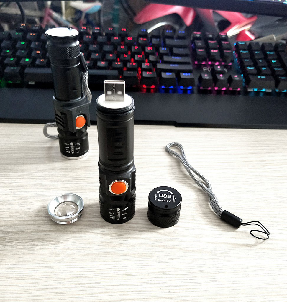 Đèn pin siêu sáng 515 đèn pin siêu sáng 3 cấp độ cắm cổng sạc usb mẫu mới hàng về nhiều