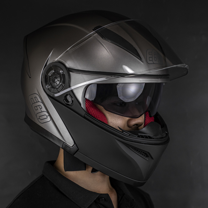 Mũ bảo hiểm Lật hàm EGO E9 Màu xám titanium