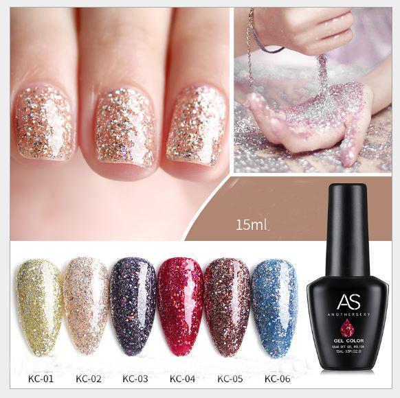 Sơn móng gel AS set 6 màu sơn nhũ KC