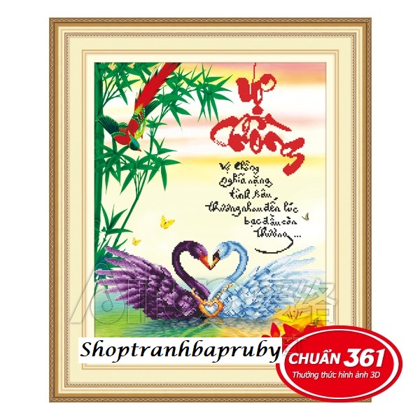 [HCM]Tranh thêu Vợ Chồng Nghĩa nặng Tình Sâu- Thương Nhau Đến Lúc Bạc Đầu Còn Thương 53336 kích thước 52 x 63 cm