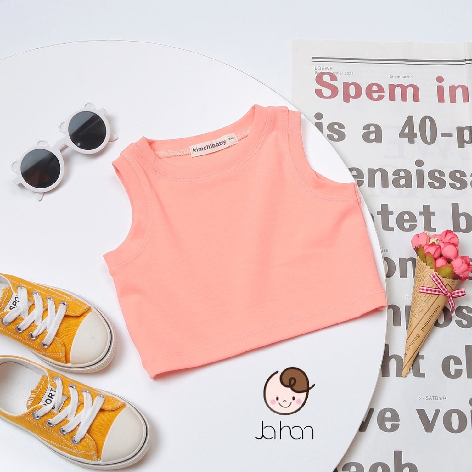 Áo Thun Bé Gái Vải Thun Tăm Lạnh Cực Thoải Mái, Áo Sát Nách Croptop Cho Bé KCA2201