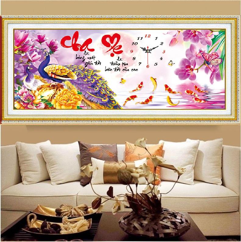 Tranh đính đá mẫu mới Cha Mẹ-KT: 110x50 Siêu Thị Tranh Thêu