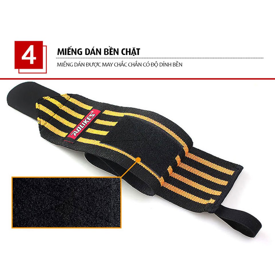Quấn cổ tay 4 vạch Quấn cổ tay Aolikes loại 1 cao cấp - Đai Bảo Vệ Cổ Tay tập Gym