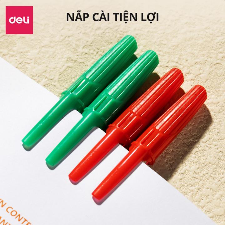 Set 5 Bút Bi Ngòi 1.0mm Chính Hãng Deli 3 Màu Xanh Đen Đỏ Mực Nhanh Khô Thích Hợp Học Sinh Văn Phòng - Hình ảnh 3