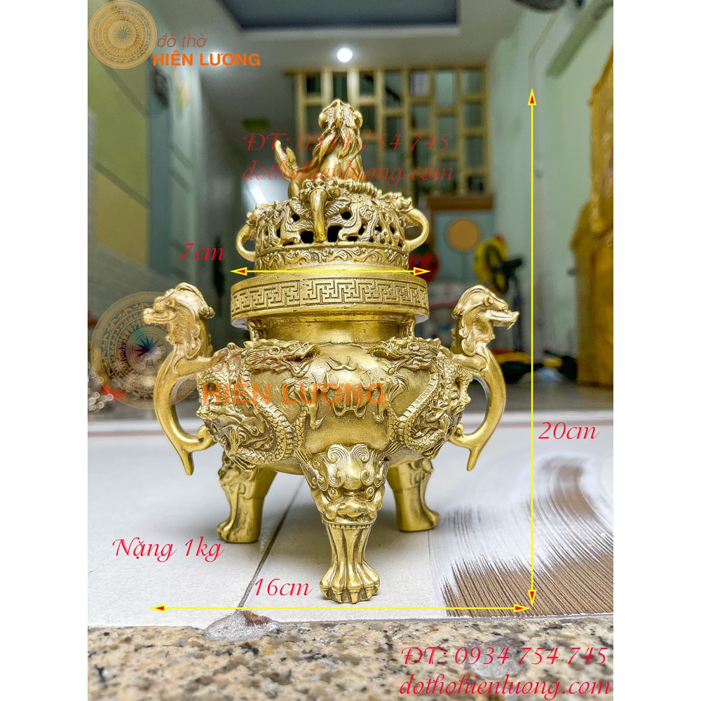 Censer burst Bass song long flanking semicircle bronze color gold High 20cm heavy 1kg