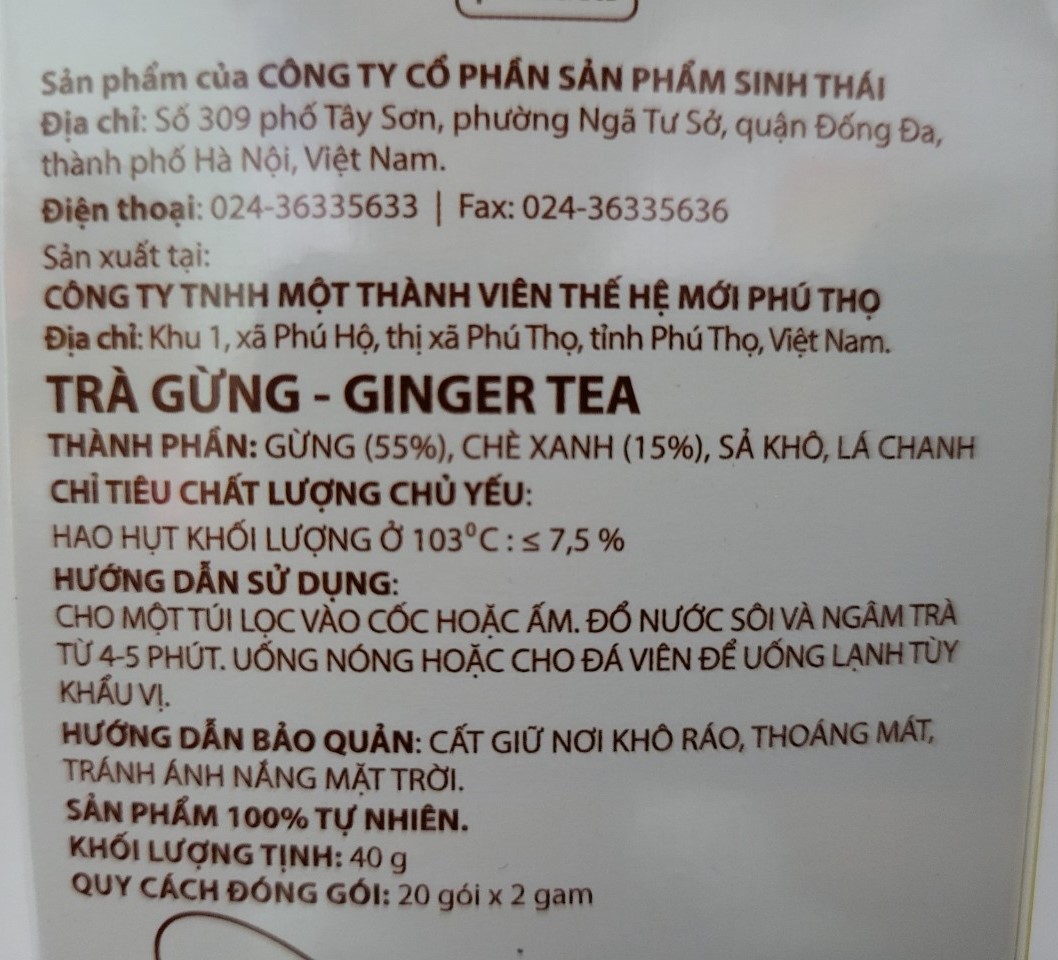 [Hộp 40g] TRÀ GỪNG TÚI LỌC [VN] COZY Ginger Tea Bags