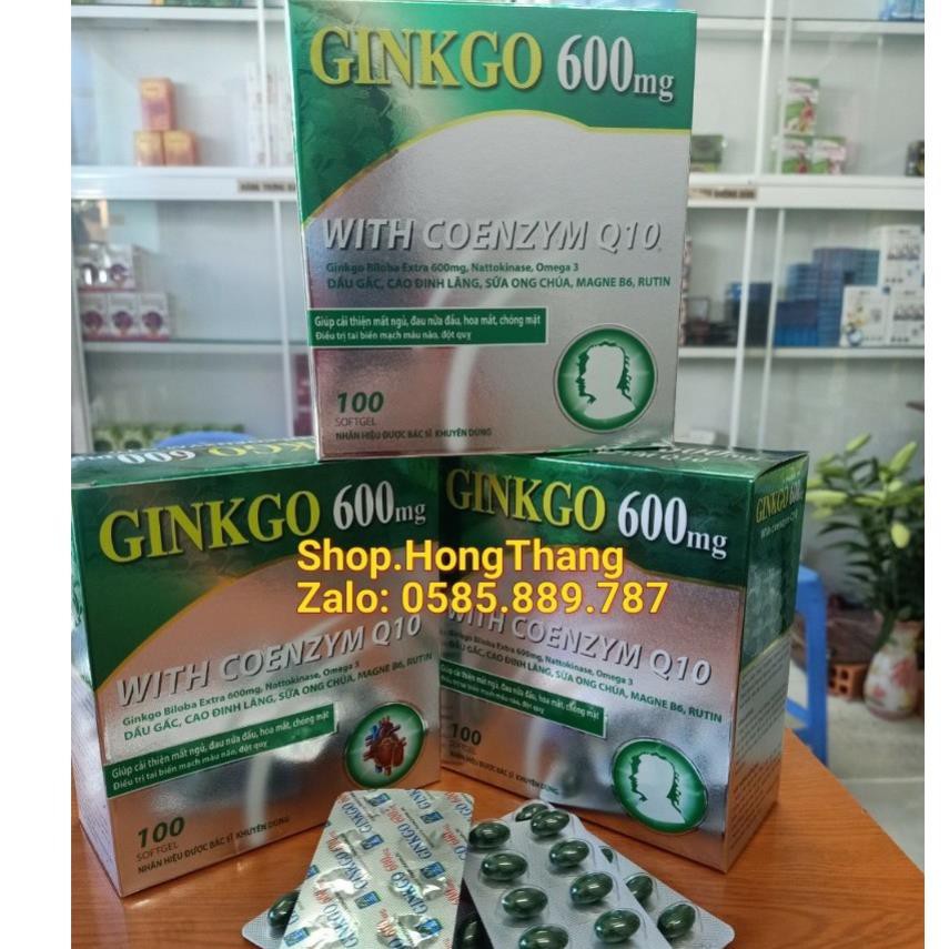 Ginkgo 600mg with coenzym Q10 viên uống hoạt huyết dưỡng não 600 mg