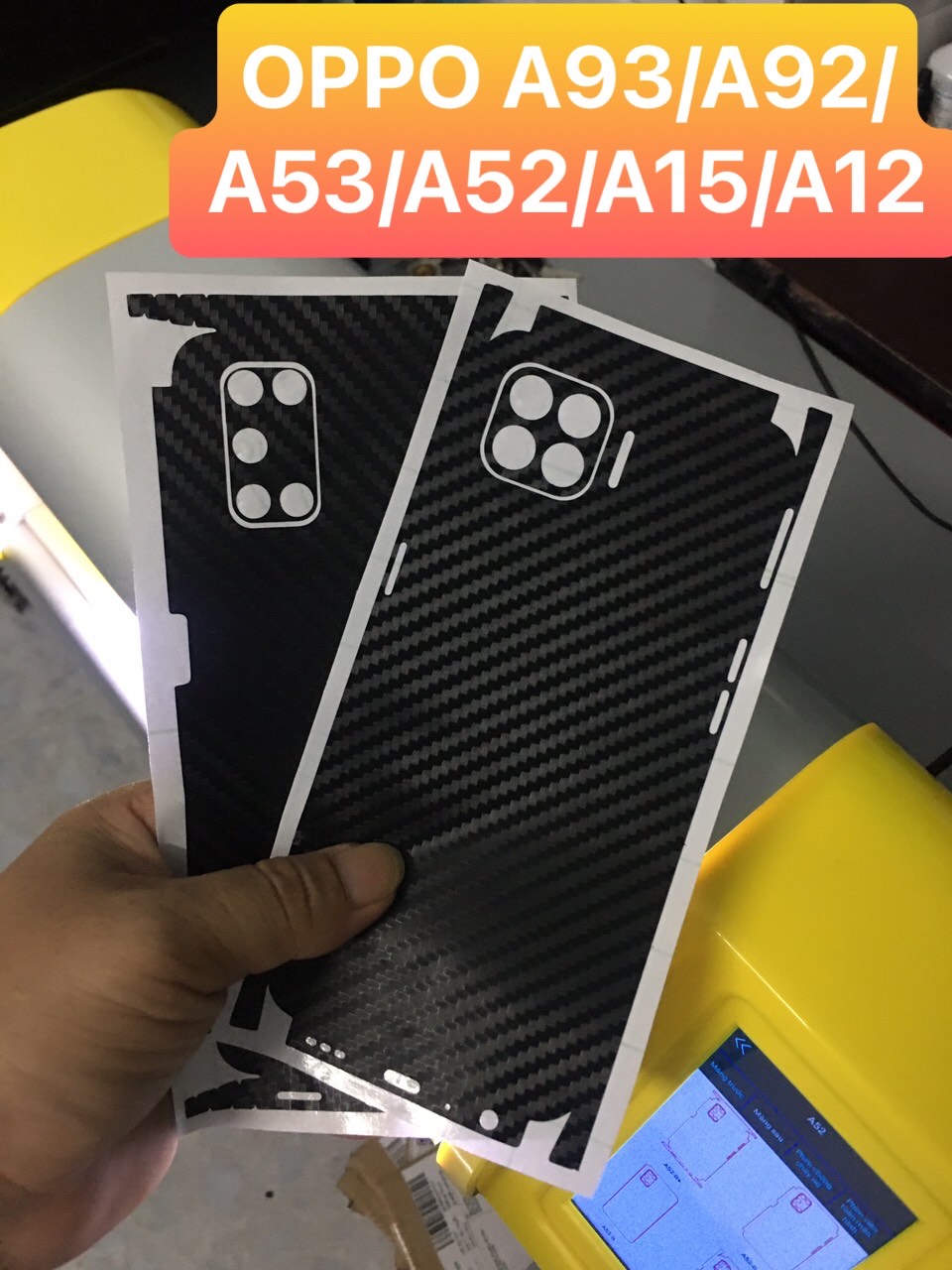 Dán Skin carbon 3D full viền OPPO A93 / A92 / A53 / A52 / A15 / A15s / A12 Chống trầy xước, chống bám vân tay