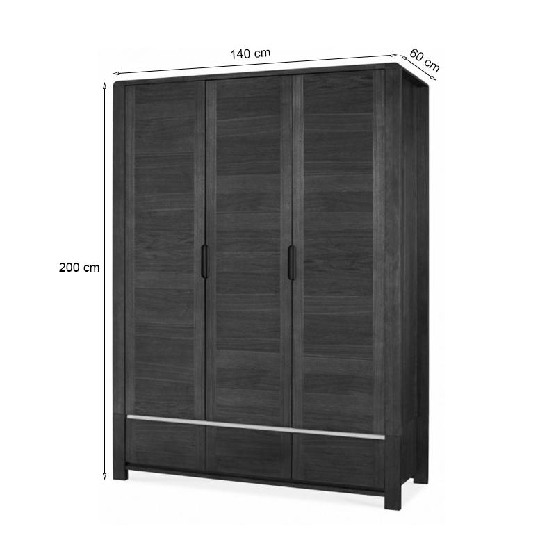 Tủ quần áo 3 cánh Casa gỗ óc chó 1m6