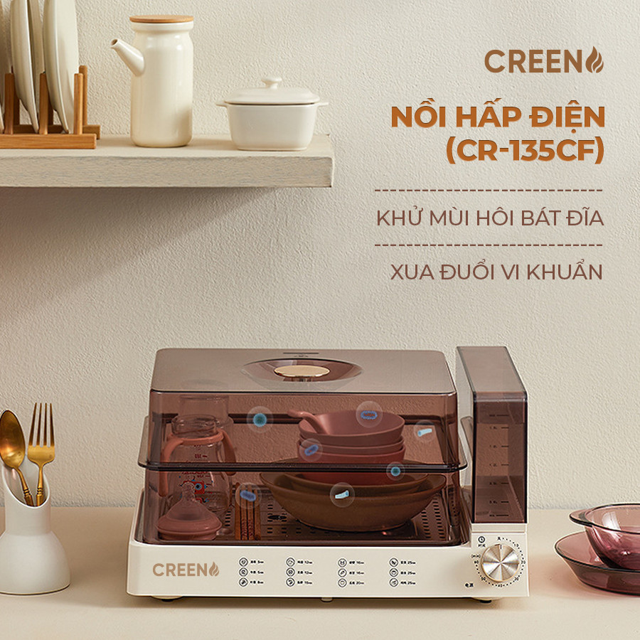 Nồi hấp điện đa năng 2 tầng Creen CR-135CF