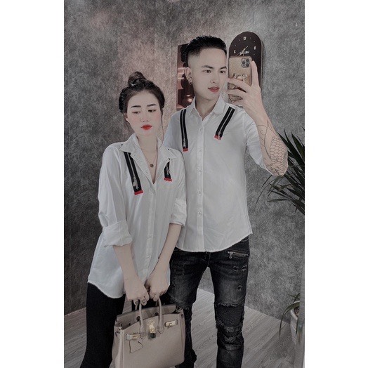 Áo sơ mi hình khóa vai Chất sơ mi lụa cực chất tôn dáng