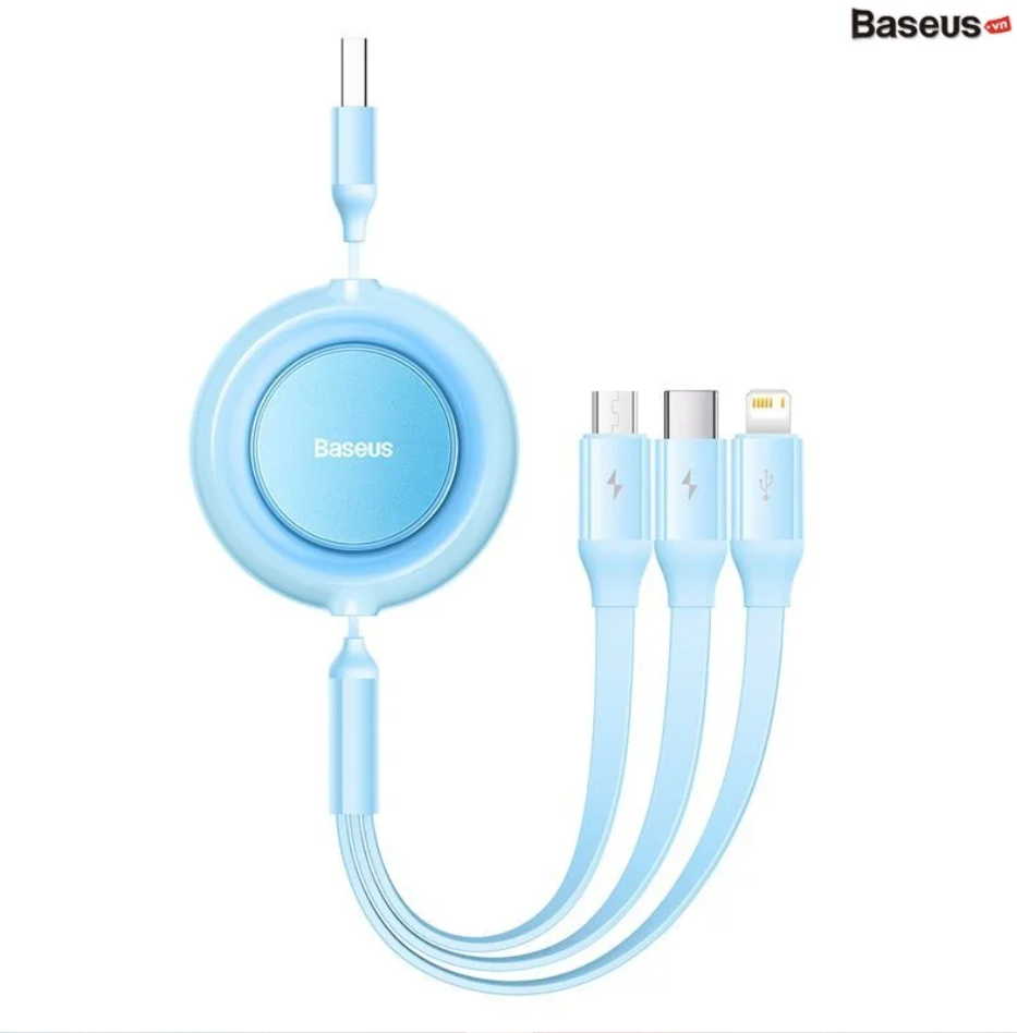 Cáp sạc dây rút 3 đầu Baseus Bright Mirror 3 in 1 (Type C/ Micro USB/ Lightning) 1.2m