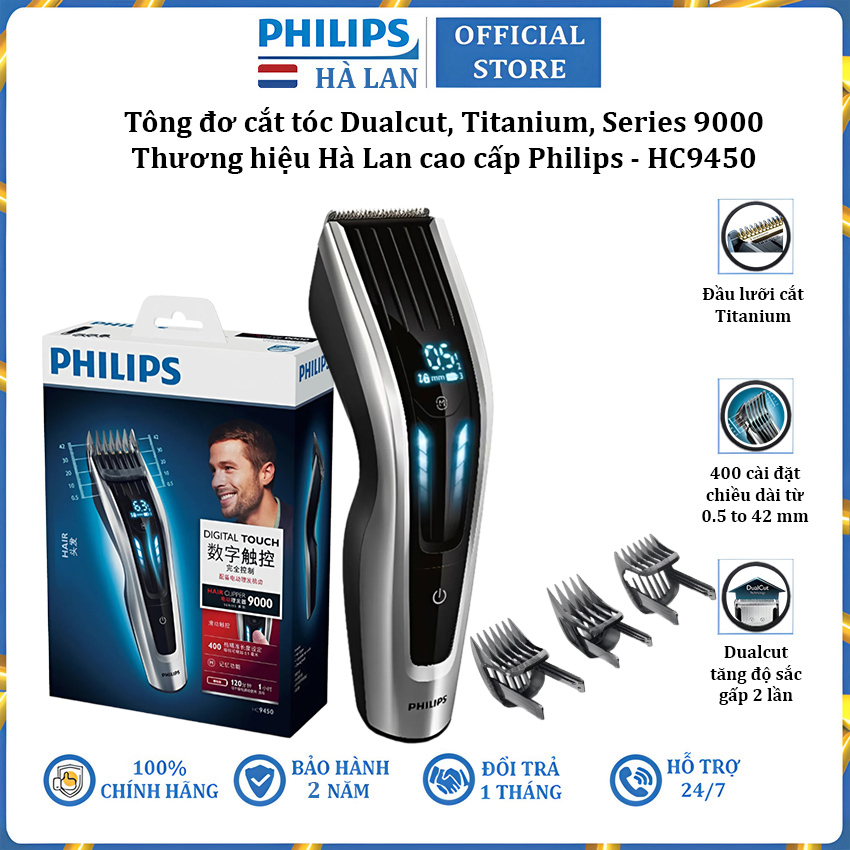 Tông đơ cắt tóc cao cấp Philips HC9450/15 - Hàng nhập khẩu chính hãng (Bảo hành 24 tháng)