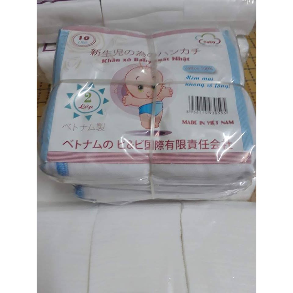 10 KHĂN XÔ SỮA 2 LỚP KIBA( TRẮNG )